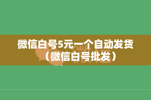 微信白号5元一个自动发货（微信白号批发）